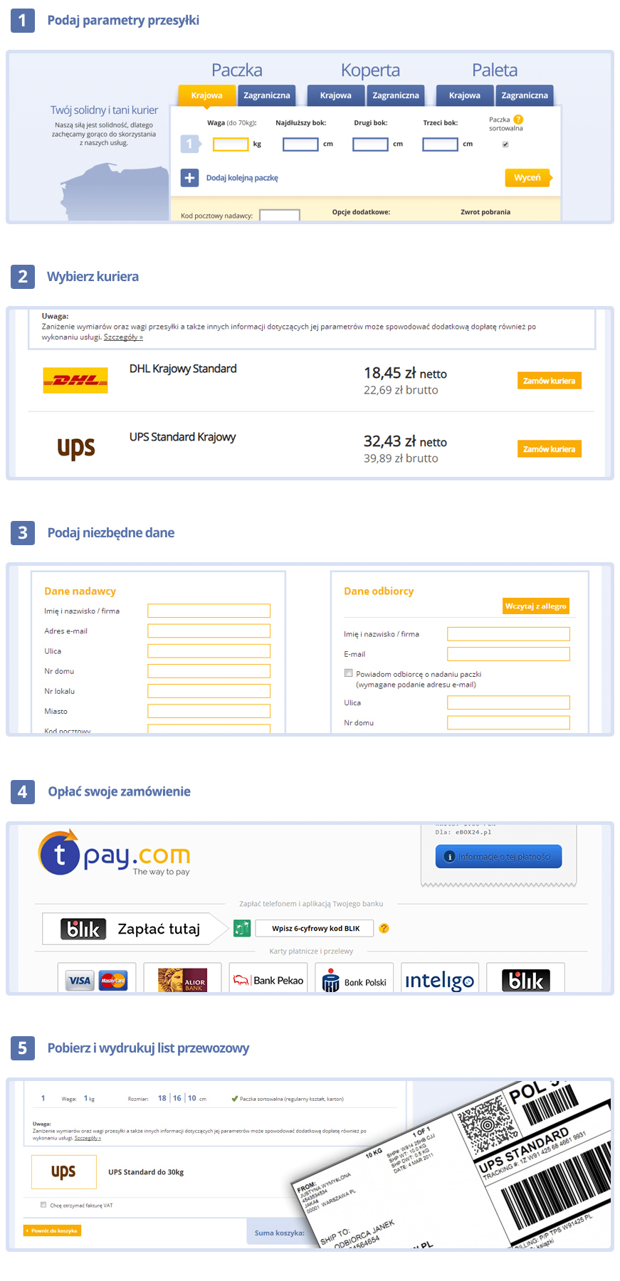 Jak wypełnić formularz wyceny przesyłki kurierem