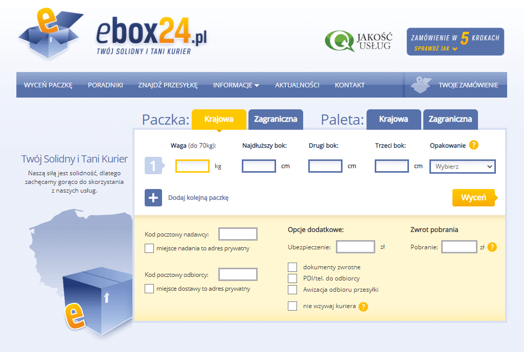 Ebox24 Broker Kurierski nawawanie paczki kurierem DPD